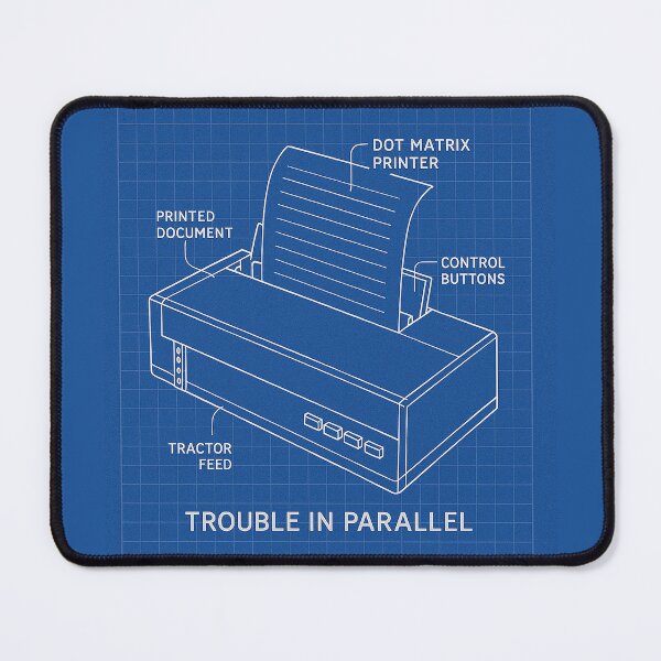 Item preview, Trouble in Parallel – Dot Matrix Printer Blueprint Poster designed and sold by Grand Illusions.