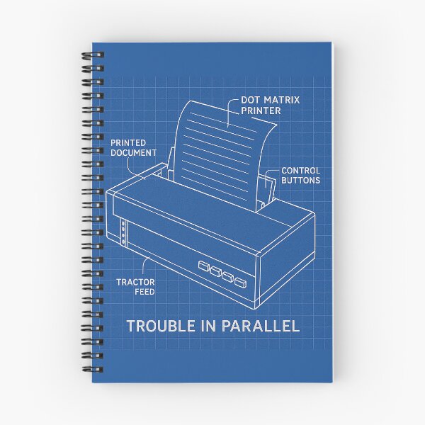 Item preview, Trouble in Parallel – Dot Matrix Printer Blueprint Poster designed and sold by Grand Illusions.
