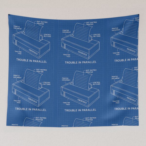 Item preview, Trouble in Parallel – Dot Matrix Printer Blueprint Poster designed and sold by Grand Illusions.