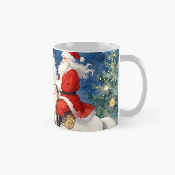 Aperçu de l'œuvre Le Père Noël chevauchant un majestueux cheval blanc créée et vendue par Lightworker11.