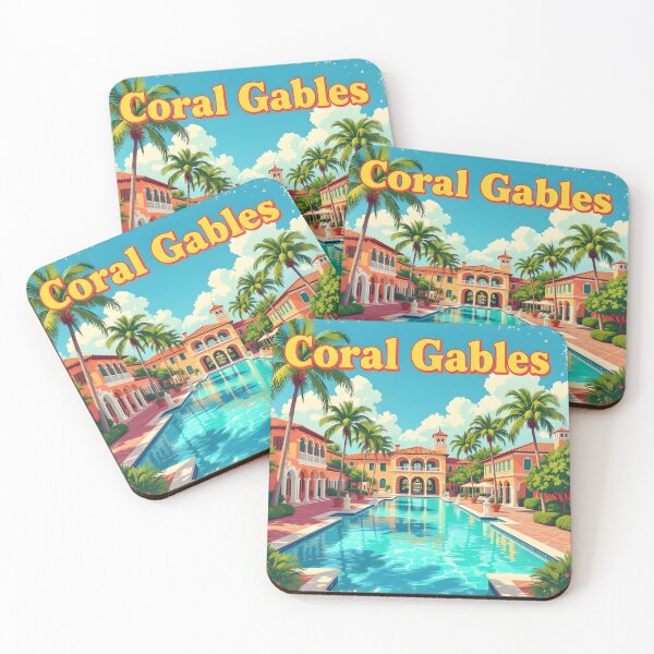 Item preview, Coral Gables, Miami, USA: Vintage-Style Painterly Travel Poster designed and sold by LSVart.