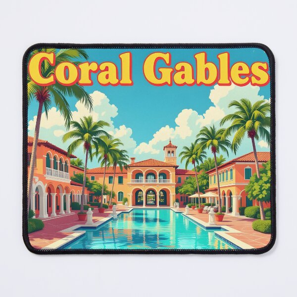 Item preview, Coral Gables, Miami, USA: Vintage-Style Painterly Travel Poster designed and sold by LSVart.