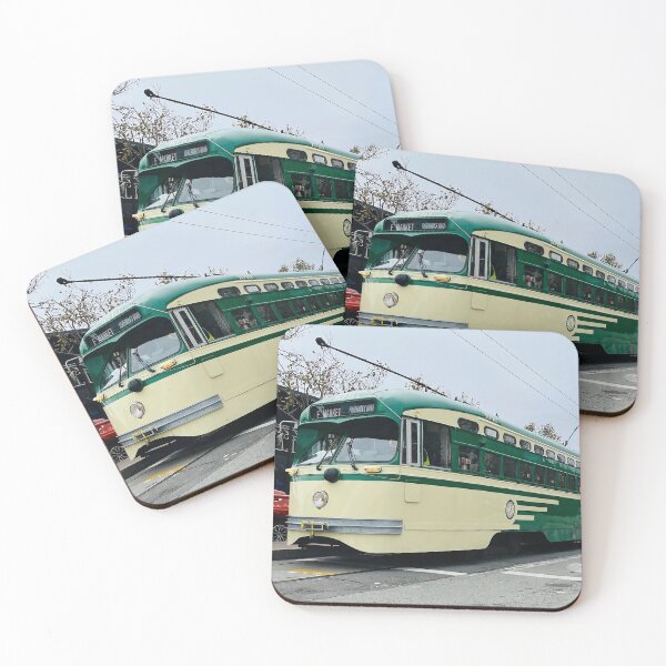 Item preview, Vintage San Francisco Muni Train car - F line at 17 street poster designed and sold by PIXEL POP DESIGNS - Beyond the Norm!.
