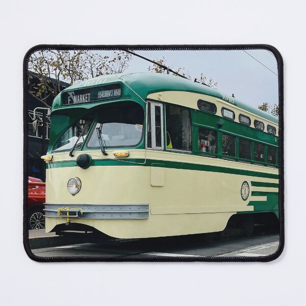Item preview, Vintage San Francisco Muni Train car - F line at 17 street poster designed and sold by PIXEL POP DESIGNS - Beyond the Norm!.