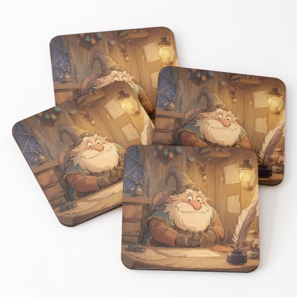 Item preview, Cozy Fantasy Dwarf Writing at Desk designed and sold by Hakubiya.