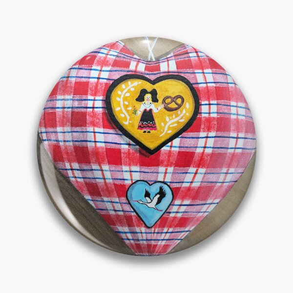 Item preview, Alsatian heart in Kelsch with stork and pretzel designed and sold by Valérie SCHULER.