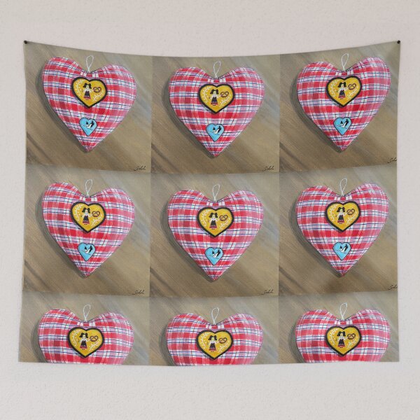 Item preview, Alsatian heart in Kelsch with stork and pretzel designed and sold by Valérie SCHULER.