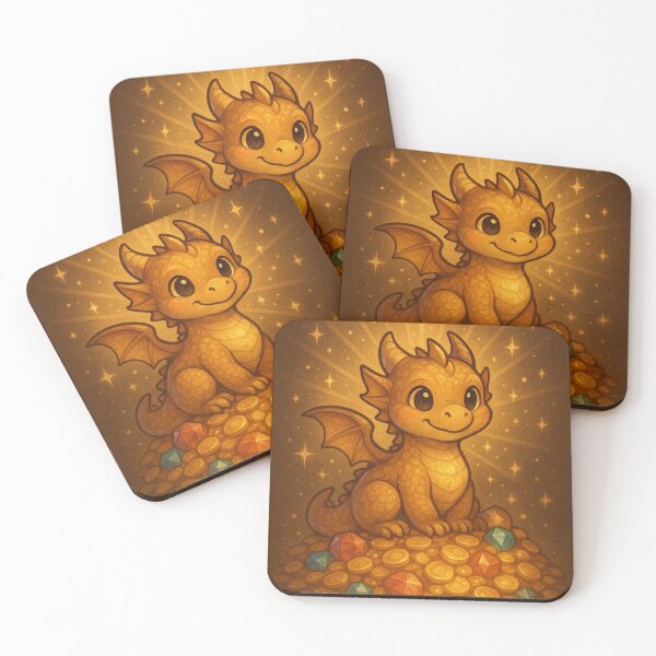 Item preview, Treasure Guardian Hatchling – Cute Gold Dragon Fantasy Art designed and sold by EpicDragons-.