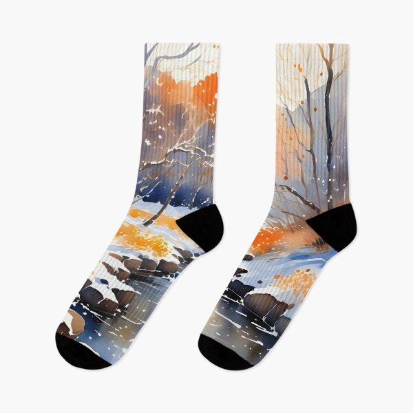 Item preview, Winter Forest Scene With A Stream designed and sold by ByNicoleSara.