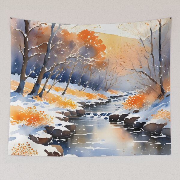 Item preview, Winter Forest Scene With A Stream designed and sold by ByNicoleSara.