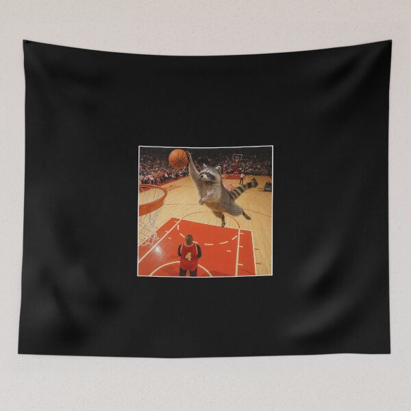 Item preview, Vintage Funny Raccoon Dunking Basketball Meme Humor Cat Lovers designed and sold by love3617.