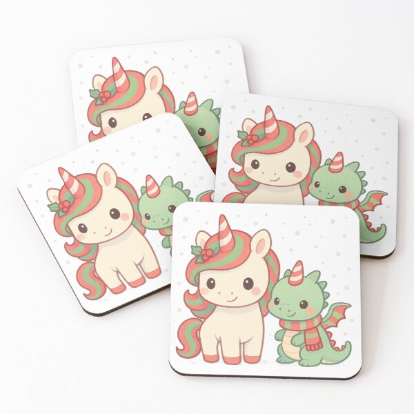 Item preview, Kawaii peppermint unicorn and dragon designed and sold by The Cozy Cauldron.