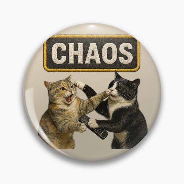 Item preview, CHAOS Patch: Tuxedo vs Calico Remote Fight | Realistic Rock Cat Brawl designed and sold by catastrocat.