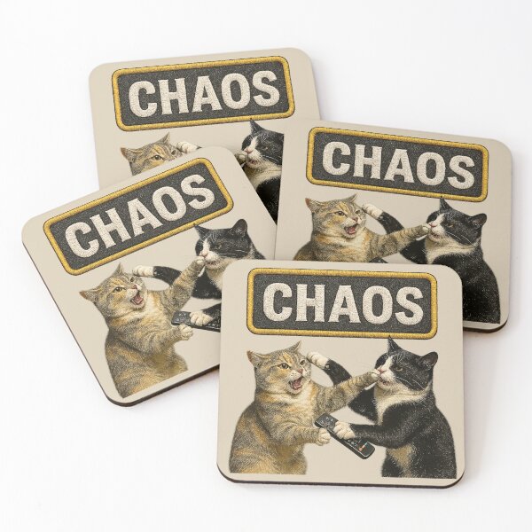 Item preview, CHAOS Patch: Tuxedo vs Calico Remote Fight | Realistic Rock Cat Brawl designed and sold by catastrocat.