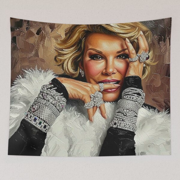 Item preview, Glamorous Female Comedian Jewelry Art | White Fur Diamond Bracelet Painting | Celebrity Icon designed and sold by Art's Diner.