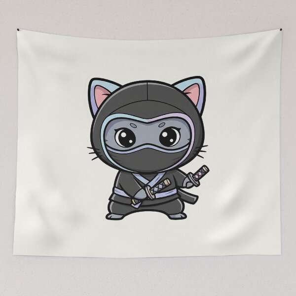 Item preview, Cute Ninja Cat Cartoon designed and sold by HoopeStylee.