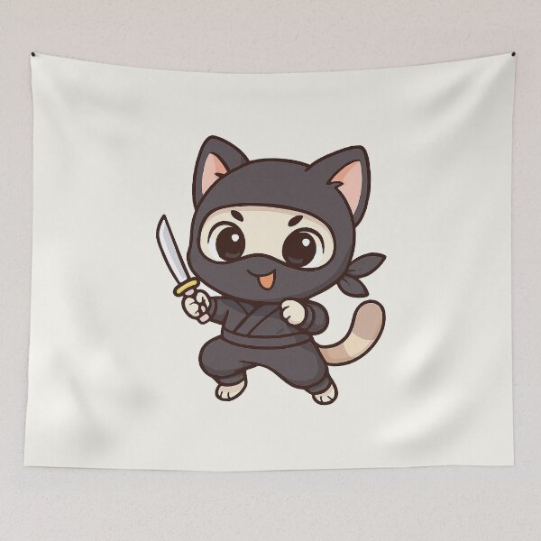 Item preview, Cute Ninja Cat Cartoon designed and sold by HoopeStylee.