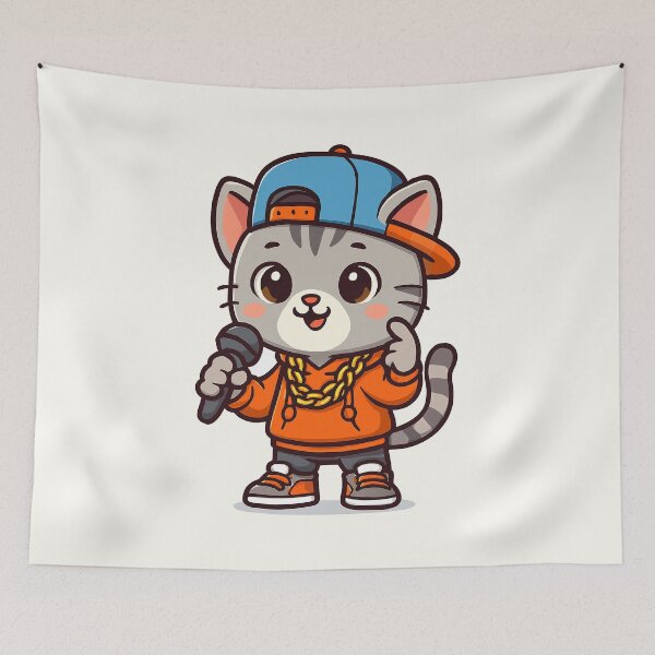Item preview, Cute Rapper Cat Cartoon designed and sold by HoopeStylee.