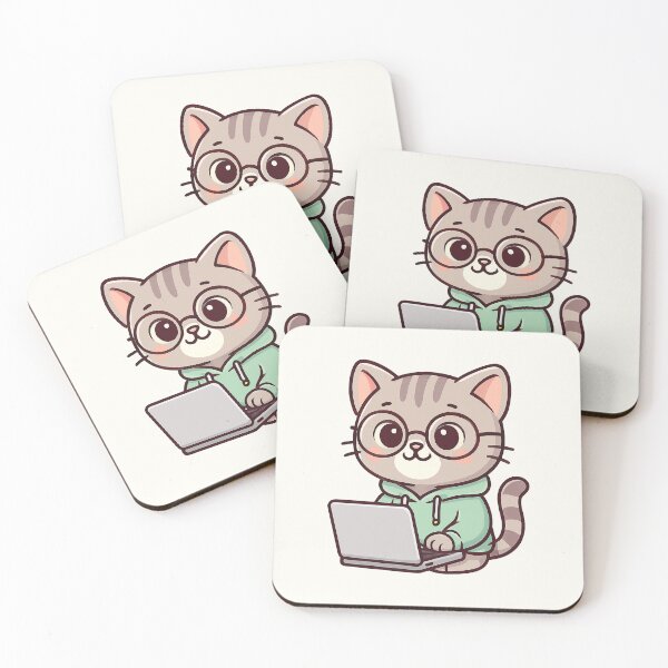 Item preview, Cute Programmer Cat Cartoon designed and sold by HoopeStylee.