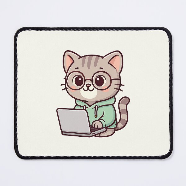 Item preview, Cute Programmer Cat Cartoon designed and sold by HoopeStylee.