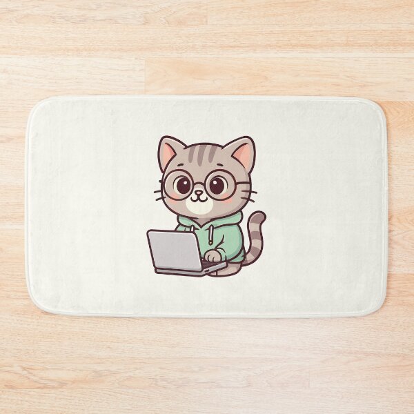 Item preview, Cute Programmer Cat Cartoon designed and sold by HoopeStylee.