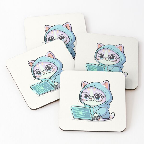 Item preview, Cute Programmer Cat Cartoon designed and sold by HoopeStylee.