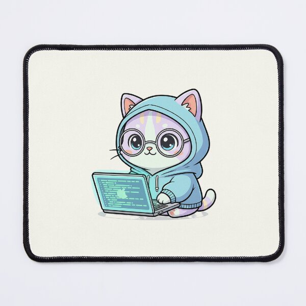Item preview, Cute Programmer Cat Cartoon designed and sold by HoopeStylee.