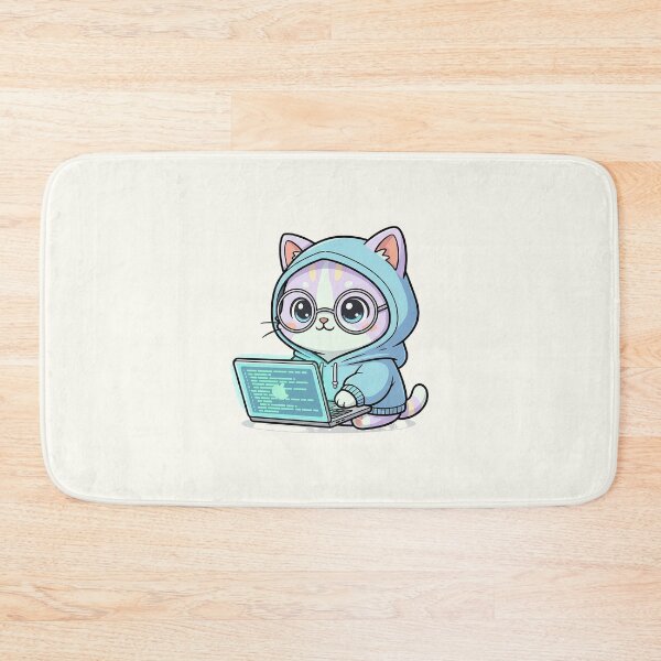 Item preview, Cute Programmer Cat Cartoon designed and sold by HoopeStylee.