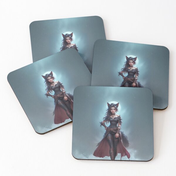 Item preview, Moonlit Wolf Girl Fantasy Warrior designed and sold by RED-MOUSE.