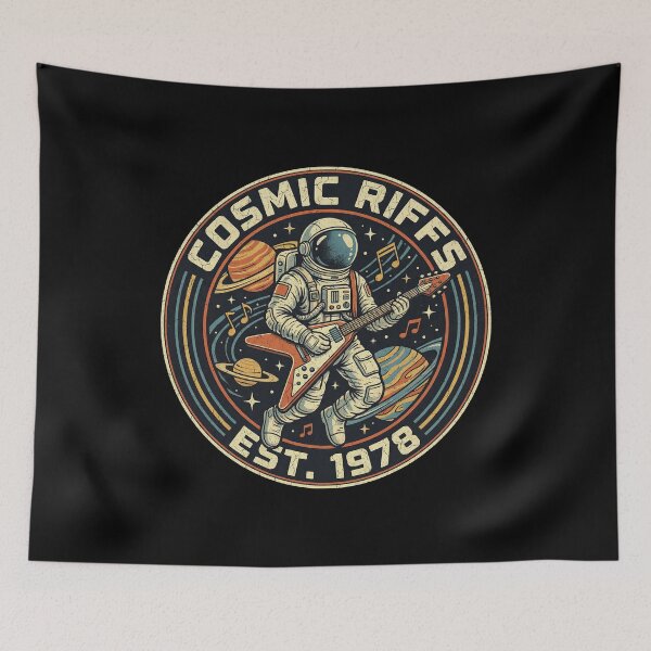 Item preview, Cosmic Riffs – Vintage Space Rock Astronaut Guitar Design (1978) designed and sold by ThePurpleMelon.