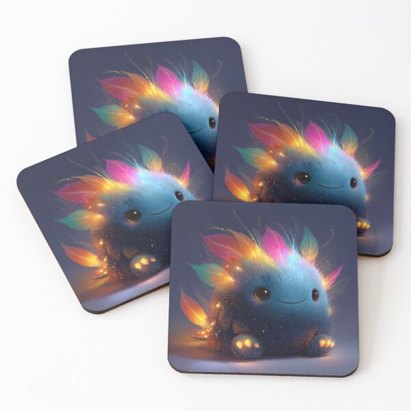 Item preview, Cute Glowing Fantasy Creature with Colorful Feathers – Magical Illustration designed and sold by Hakubiya.