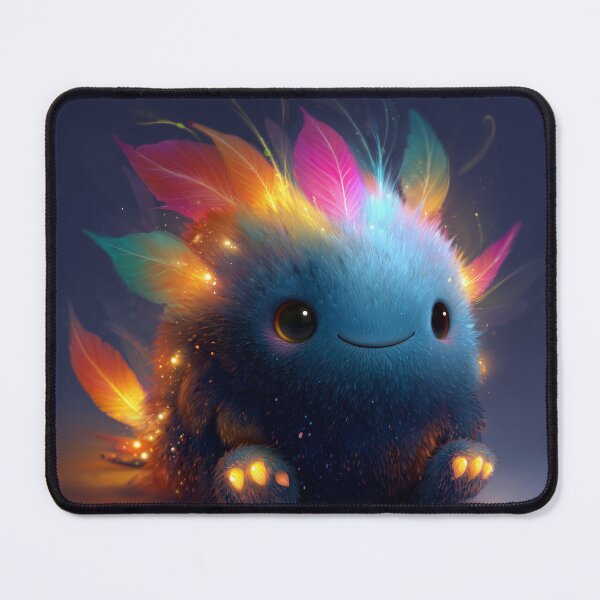 Item preview, Cute Glowing Fantasy Creature with Colorful Feathers – Magical Illustration designed and sold by Hakubiya.