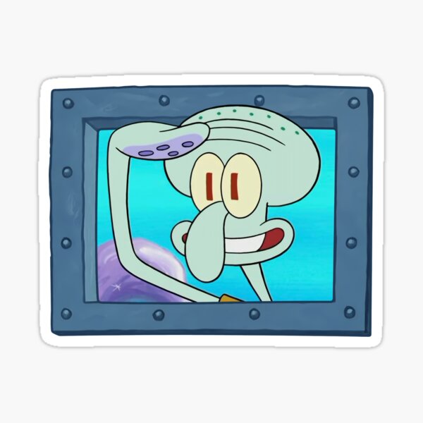 Squidward Looks Out the Window Digital Art Sticker
