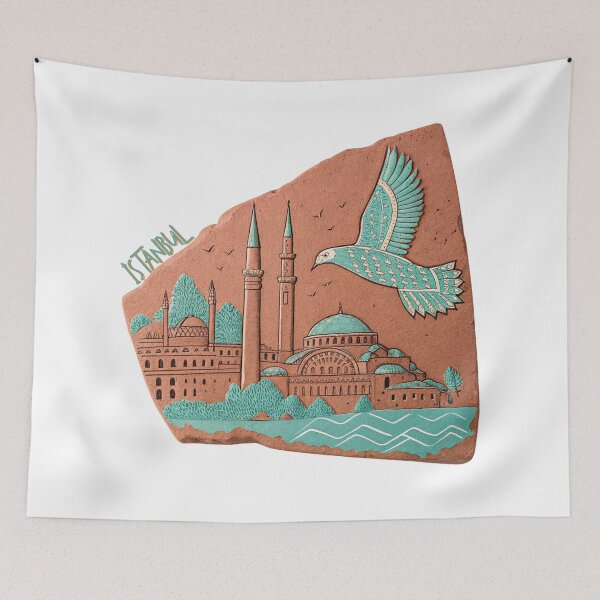 Item preview, Rustic Istanbul Terracotta Mosaic - Seagull, Mosque & Bosphorus designed and sold by asliberry.