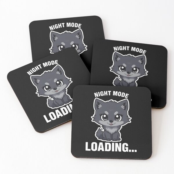 Item preview, Night Mode Loading Cute Wolf – Funny Chibi Dark Mode T-Shirt designed and sold by EchopawCo.