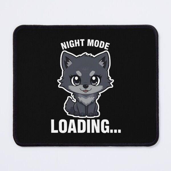 Item preview, Night Mode Loading Cute Wolf – Funny Chibi Dark Mode T-Shirt designed and sold by EchopawCo.