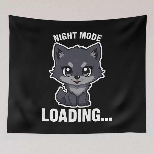 Item preview, Night Mode Loading Cute Wolf – Funny Chibi Dark Mode T-Shirt designed and sold by EchopawCo.