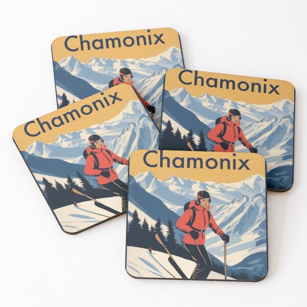 Item preview, Chamonix Mont Blanc Vintage Ski Poster - French Alps Retro Travel Art 1950s Winter Resort Print designed and sold by Esterlane.