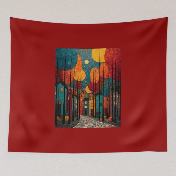 Item preview, Whimsical Village Under a Starry Sky designed and sold by daila70.