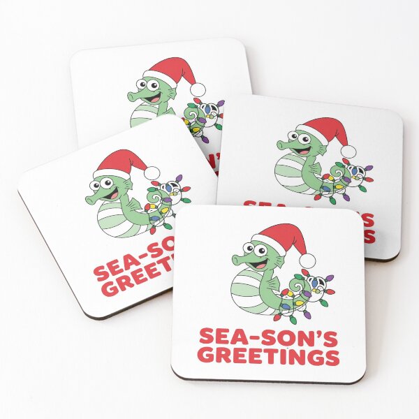 Item preview, Sea Son's Greetings Cute Christmas Seahorse Cartoon Mascot for Ocean Lovers designed and sold by chattsuede.