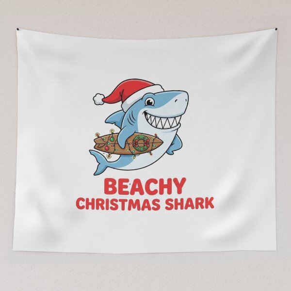 Item preview, Beachy Christmas Shark Cute Cartoon Graphic for Holiday Beach Lover designed and sold by chattsuede.