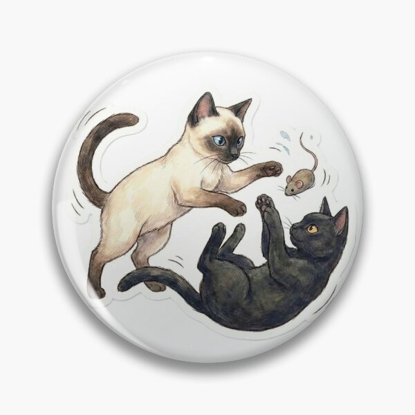 Item preview, Playful Siamese and Black Cat with Mouse Toy designed and sold by Delta's Work.