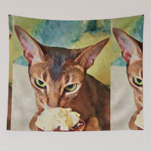 Item preview, Abyssinian Cat With Pastry – Artistic Illustration designed and sold by TreatLLC.