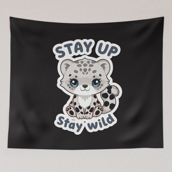 Item preview, Stay Up Stay Wild – Cute Chibi Snow Leopard Night Animal designed and sold by EchopawCo.