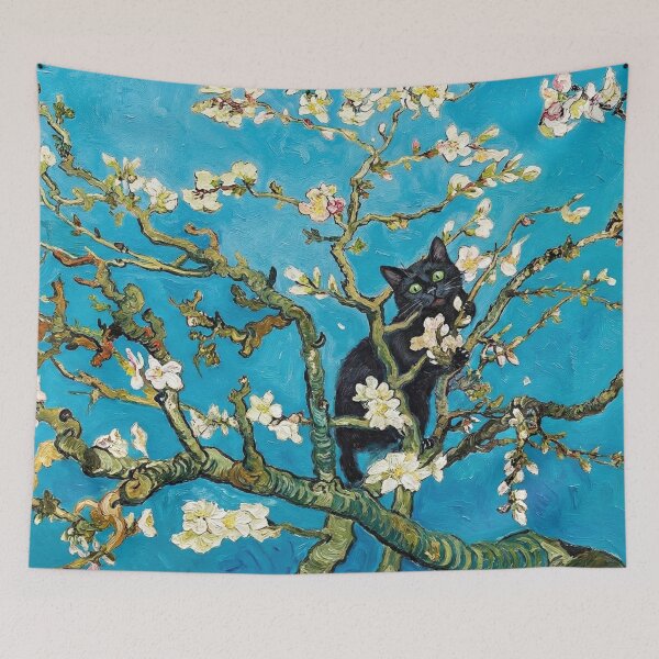 Item preview, Van Gogh's Almond Blossoms with a Black Cat Surprise designed and sold by AgingeR.