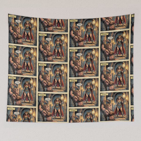 Item preview, Viking Interrogation of a Barbarian warrior woman in Defiance illustration fantasy art style designed and sold by Vintage Designs +.