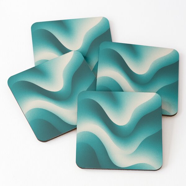 Item preview, Teal & Ivory Gradient Waves – Modern Abstract Fluid Art Print designed and sold by Finbadd.