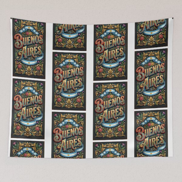 Item preview, Buenos Aires - Traditional Fileteado Porteño Typography Art designed and sold by Digital Dreams Arts.