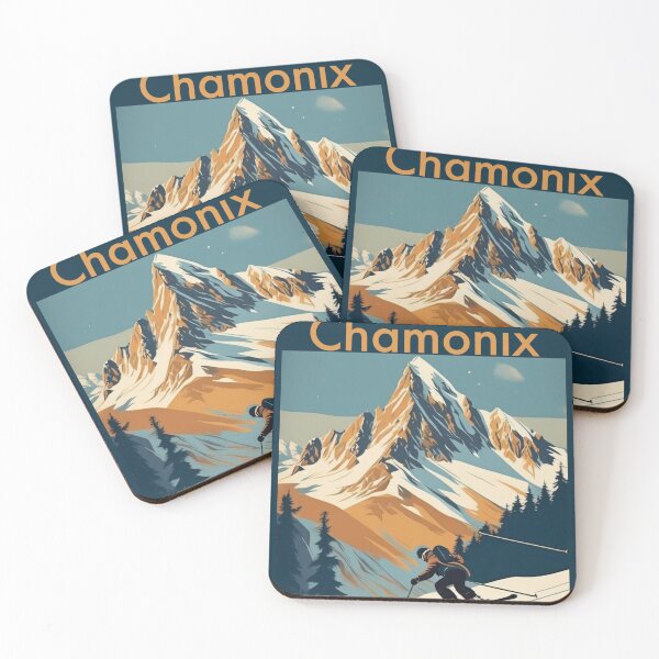 Item preview, Chamonix Mont Blanc Vintage Ski Poster | Retro French Alps Travel Art designed and sold by Esterlane.