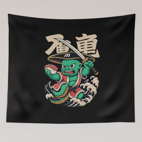 Item preview, Grumpy Octopus Samurai Sushi Cartoon Japanese Art designed and sold by LegendsOfLife37.